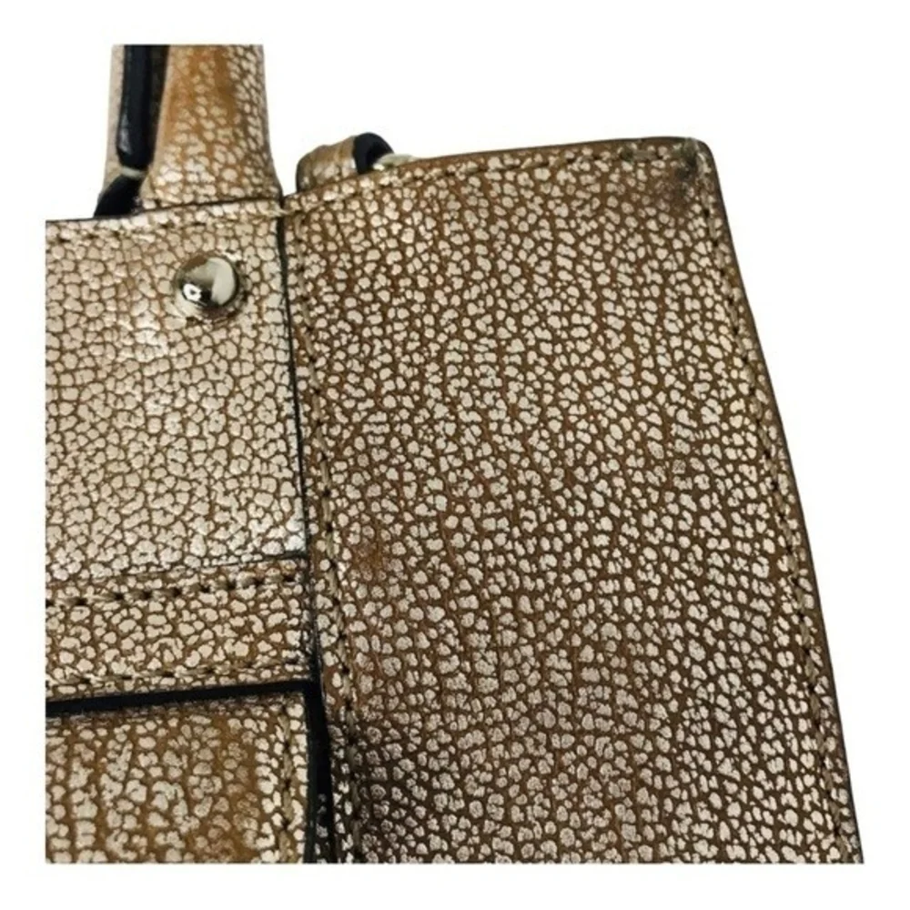 Rebecca Minkoff Metallic Gold Leather Crossbody Bag Small Shoulder Tote Bag Good